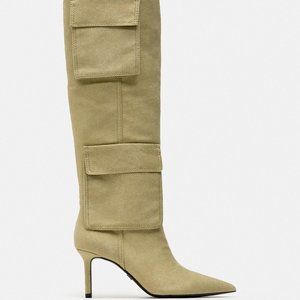 COPY - ZARA HEELED DENIM BOOTS WITH POCKETS